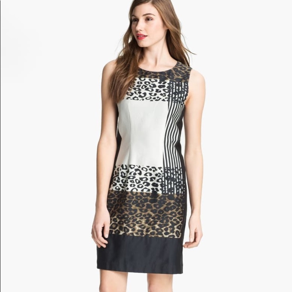 Kenneth Cole classy leopard pattern a line dress size 6